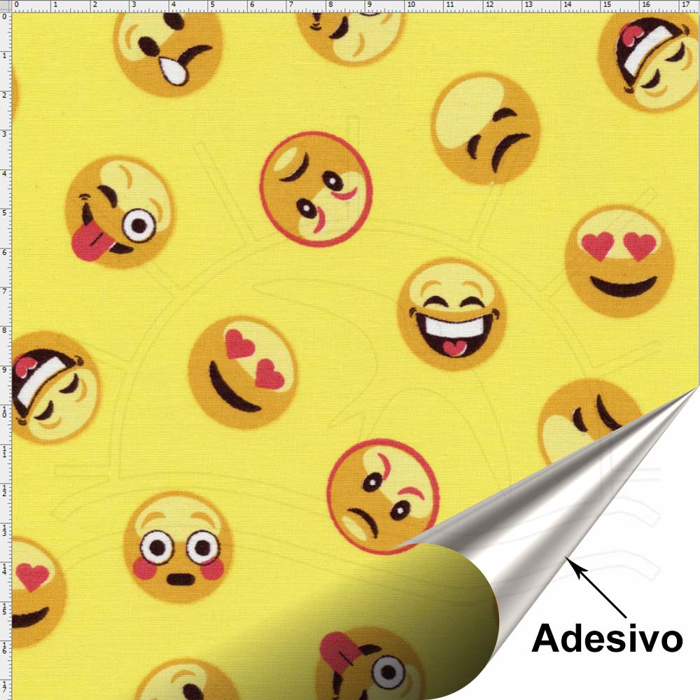 Tecido Adesivo para Patchwork Emoji 001 (45×70) Bazar Horizonte Aparador Azul Turquesa Mdf ~ Tecido Adesivo para Patchwork Emoji 001 (45×70) Bazar Horizonte