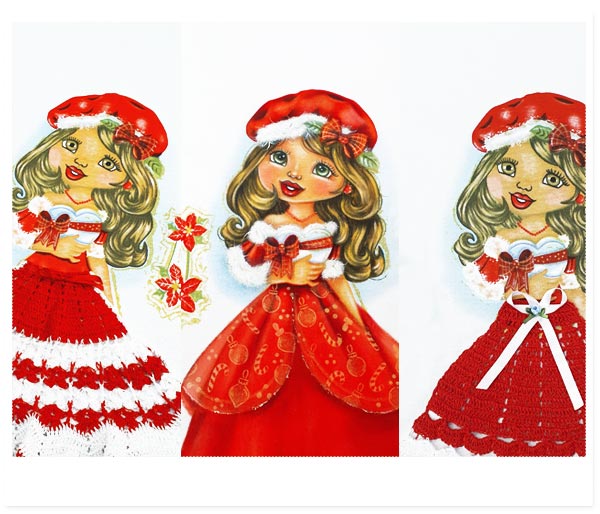 Pano de Prato Estampado Boneca Artesã Noel Amostra