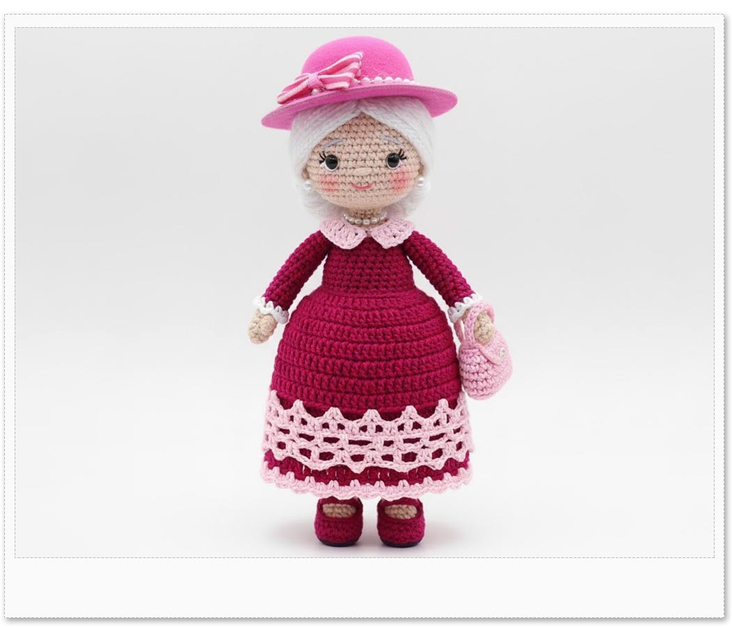 Amostra Mini Chapéu de Feltro Rosa para Amigurumi