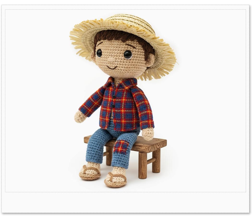 Amostra Mini Chapéu de Palha para Amigurumi