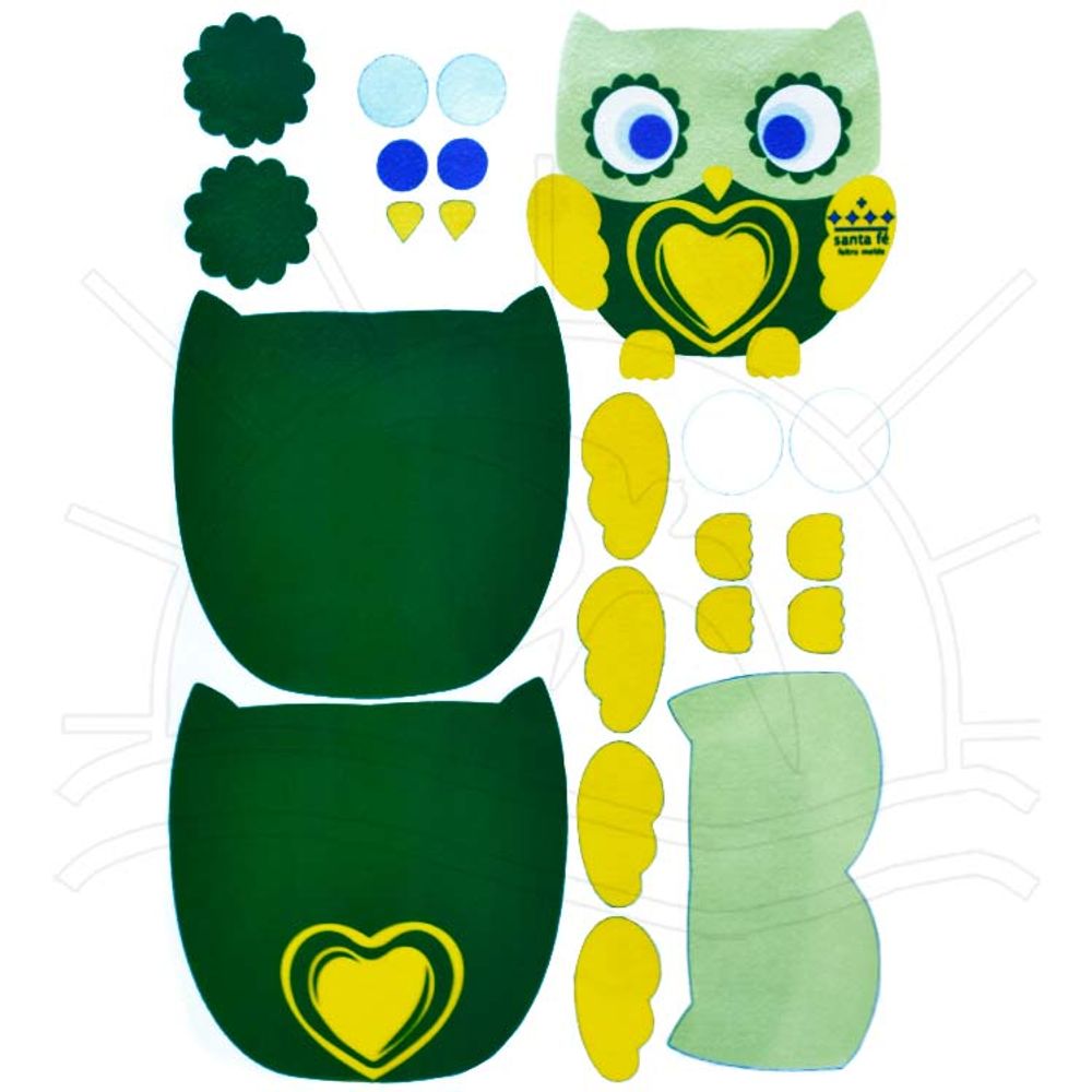 Feltro Estampado Molde Coruja Verde e Amarela Santa Fé - (0,60x1,40) - Bazar Horizonte Feltro Estampado Molde Coruja Verde e Amarela Santa Fé - (0,60x1,40) - Bazar Horizonte