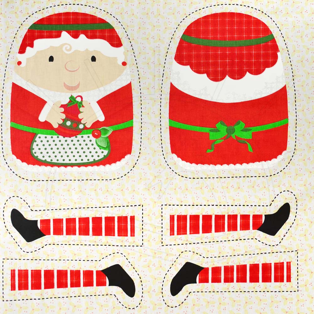 Tecido Estampado para Patchwork - Natal 33918 Casal Papai Noel Cor 01  Vermelho (0,60x1,40) - Bazar Horizonte