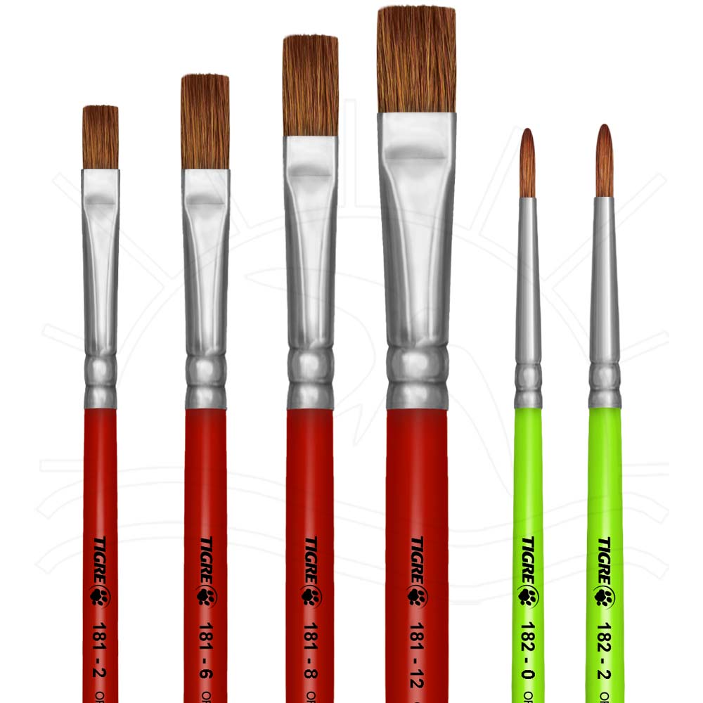 Kit Pincéis para Pintura em Tela Tigre 6235 6 unidades Tricochetando Kit Pincéis para Pintura em Tela Tigre 6235 6 unidades Tricochetando