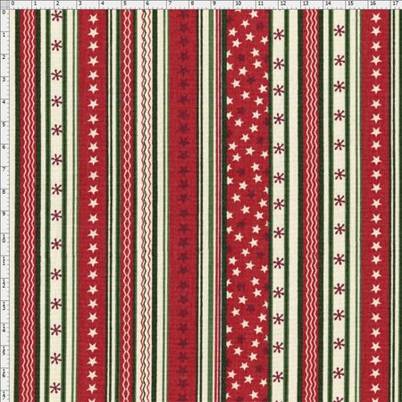 Tecido Estampado Para Patchwork Listrado Com Estrela Fundo Vermelho 0 50x1 40 Bazar Horizonte