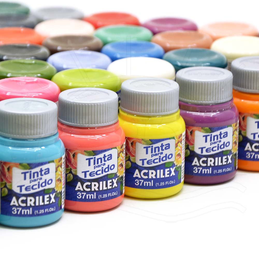 Kit Tintas para Tecido Acrilex 36 Cores Tricochetando