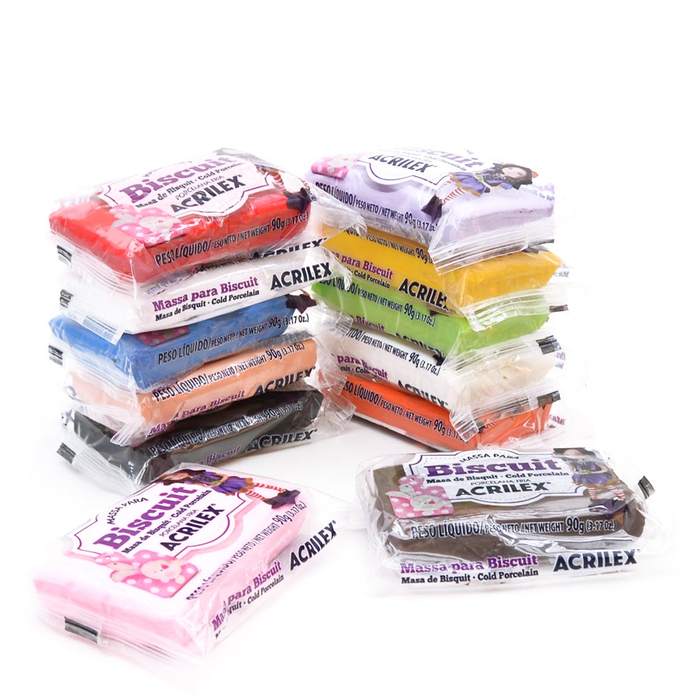 Kit Massas De Biscuit Acrilex 90g 12 Cores Bazar Horizonte
