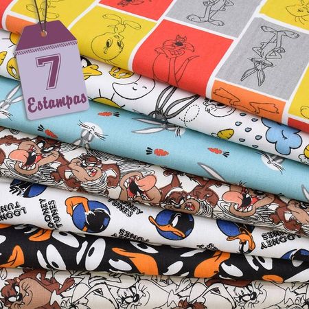 KIT DE TECIDO LOONEY TUNES (50X150) 7 ESTAMPAS KIT DE TECIDO LOONEY TUNES (50X150) 7 ESTAMPAS